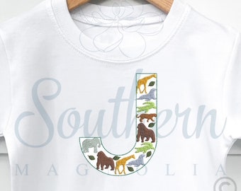 Zoo Animal Letter J Applique Embroidery Design (Digital Download)