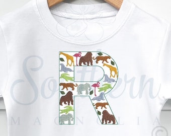 R Zoo Alphabet Embroidery Design, zoo embroidery font, safari embroidery applique design, safari embroidery animal, applique embroidery font