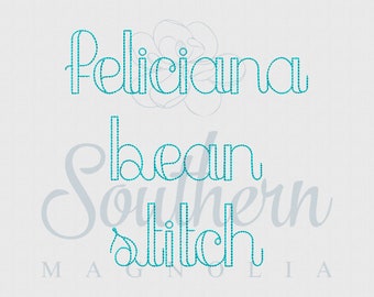 Feliciana Bean Stitch Schrift Alphabet Stickerei Design, Skript Quick Stitch