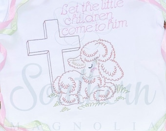 Sleeping Lamb Cross Embroidery Design, Bean Stitch (Digital Download)