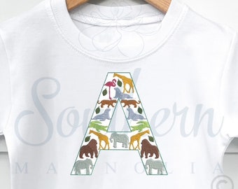 A Zoo Alphabet Embroidery Design, zoo embroidery font, safari embroidery applique design, safari embroidery animal, applique embroidery font