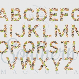Diseño de bordado del alfabeto de dinosaurios: paquete completo de letras del alfabeto en mayúsculas
