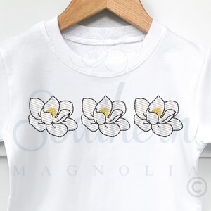 Magnolia Sketch Fill Trio Embroidery Design, Magnolia Embroidery Pattern, Floral Embroidery Design, Machine Embroidery Design, sketch fill