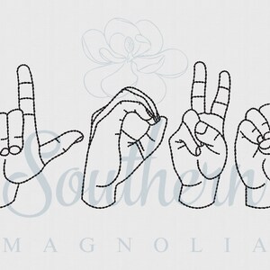 Sign Language LOVE, Bean Stitch Embroidery Design, Vintage Design ...