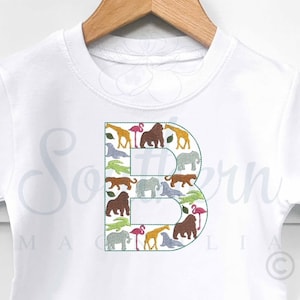 Design de bordado do alfabeto B Zoo, fonte de bordado de zoológico, design de apliques de bordado de safári, animal bordado de safári, fonte de bordado de apliques