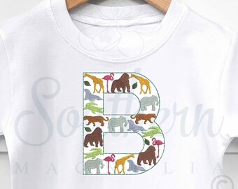 B Zoo Alfabet Borduurwerk Ontwerp, dierentuin borduurlettertype, safari borduurwerk applique ontwerp, safari borduurwerk dier, applique borduurlettertype