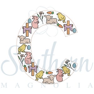 C Easter Embroidery Design | easter alphabet applique, easter embroidery font, easter letter embroidery, easter shirt, easter gift for kids
