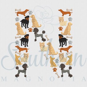 N Dog Detail Alphabet Embroidery Design