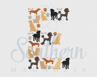 E Dog Solid Alphabet Embroidery Design