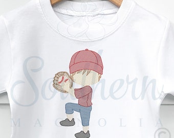 Baseball Player Sketch Fill Embroidery Design (Digital Download)