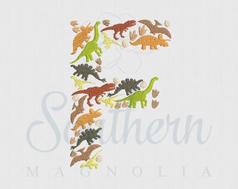 F Dinosaur Embroidery Design | dinosaur alphabet, dinosaur embroidery font, dinosaur letter embroidery, dinosaur font, dinosaur gift for boy