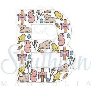 B Easter Embroidery Design | easter alphabet applique, easter embroidery font, easter letter embroidery, easter shirt, easter gift for kids