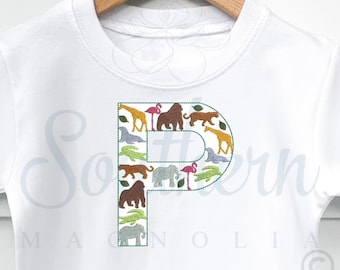 P Zoo Alfabet Borduurwerk Ontwerp, dierentuin borduurlettertype, safari borduurwerk applique ontwerp, safari borduurwerk dier, applique borduurlettertype