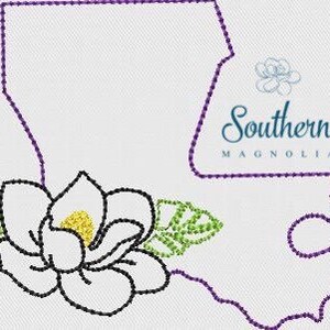 Louisiana Magnolia Outline Embroidery Design - Etsy
