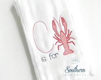 C is for Crawfish Sketch Fill Embroidery Design