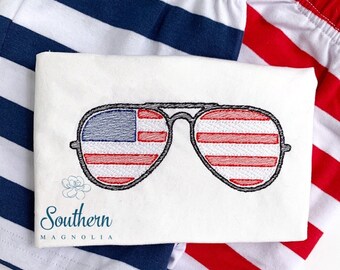 Patriotic Glasses 2 Sketch Fill Embroidery Design
