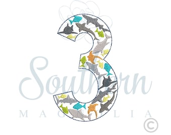 Shark Number 3 Embroidery Design (Digital Download)
