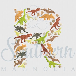 R Diseño de bordado de dinosaurios / alfabeto de dinosaurios, fuente de bordado de dinosaurios, bordado de letras de dinosaurios, fuente de dinosaurios, regalo de dinosaurios