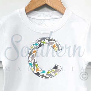 C Shark Alphabet Embroidery Design, sea creatures embroidery design, fish embroidery design, shark birthday party, shark shirt for boys, PES