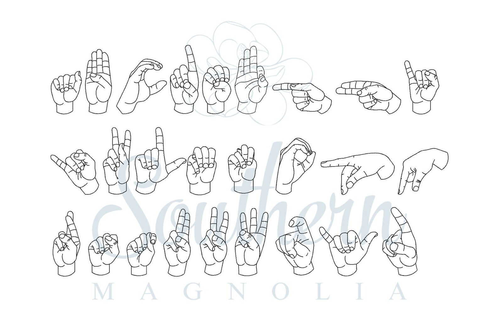 Sign Language Embroidery Design, Bean Stitch Embroidery Font, DIY American Sign Language
