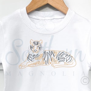Tiger Bean Stitch, quick stitch, tiger embroidery design, louisiana state, machine embroidery design, tiger shirt for kids, PES files