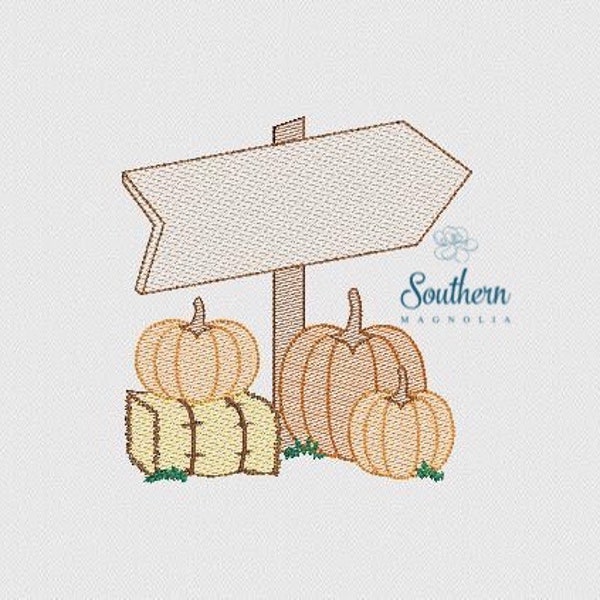 Pumpkin Patch Blank Sign Sketch Fill Embroidery Design