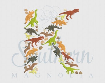 Dinosaur Letter K Embroidery Design | Dino Alphabet (Digital Download)