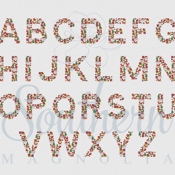 Christmas Santa Alphabet Embroidery Design- Whole Uppercase Letter Bundle Deal