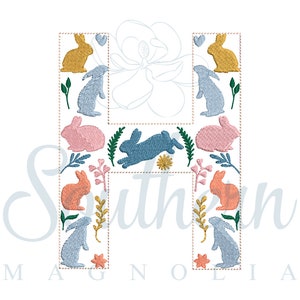 H Easter Embroidery Design | easter alphabet applique, easter embroidery font, easter letter embroidery, easter shirt, easter gift for kids
