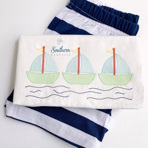 Trio Sailboat Embroidery Design, Sketch Fill Embroidery Pattern, Machine Embroidery Design, Quick Stitch Embroidery Design, Embroidery File