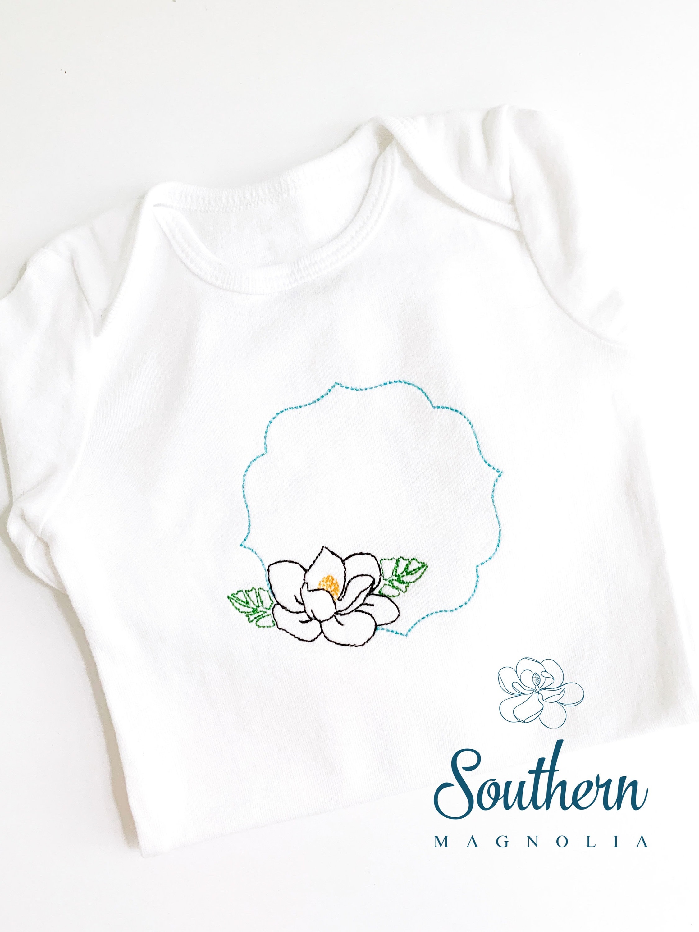 Magnolia Frame Outline Embroidery Design - Etsy Canada