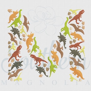 Diseño de bordado de dinosaurio M / alfabeto de dinosaurio, fuente de bordado de dinosaurio, bordado de letras de dinosaurio, fuente de dinosaurio, regalo de dinosaurio para niño