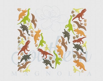 M dinosaurus borduurwerk ontwerpen | dinosaurus alfabet, dinosaurus borduurwerk lettertype, dinosaurus letter borduurwerk, dinosaurus lettertype, dinosaurus cadeau voor jongen