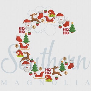 C Christmas Santa Alphabet Embroidery Design