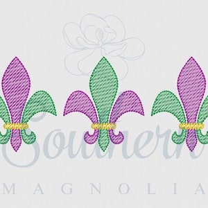 Fleur De Lis Trio Sketch Fill Embroidery Design