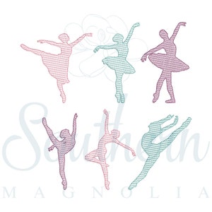 Ballerina Silhouette Embroidery Design, Build Your Own, Sketch Fill, Dancer Embroidery File, Dance Embroidery Design, Ballet Embroidery File