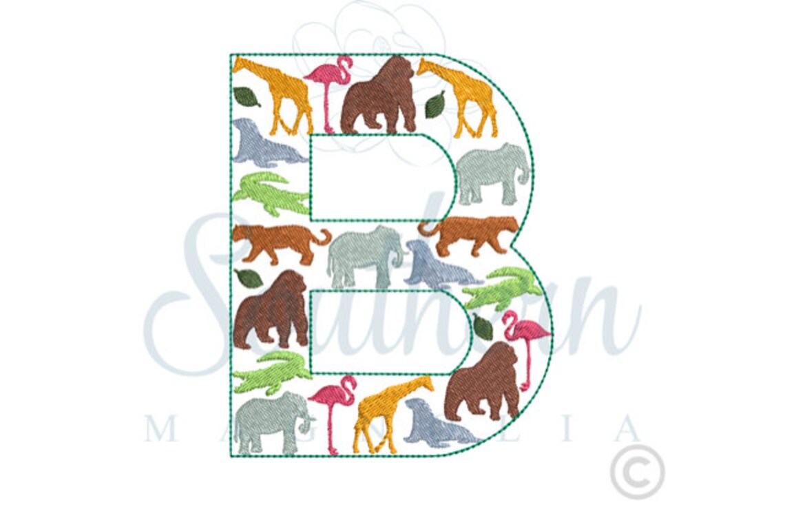 B Zoo Alphabet Embroidery Design Zoo Embroidery Font Safari | Etsy