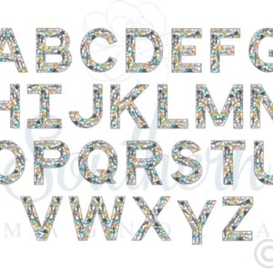 Diseño de bordado del alfabeto del tiburón: paquete completo de letras del alfabeto en mayúsculas
