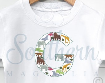 Zoo Animal Alphabet Letter 'G' Embroidery Design (Digital Download)