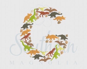 G Dinosaur Embroidery Design | dinosaur alphabet, dinosaur embroidery font, dinosaur letter embroidery, dinosaur font, dinosaur gift for boy