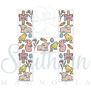 H Easter Embroidery Design | easter alphabet applique, easter embroidery font, easter letter embroidery, easter shirt, easter gift for kids