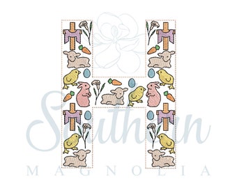 H Easter Embroidery Design | easter alphabet applique, easter embroidery font, easter letter embroidery, easter shirt, easter gift for kids