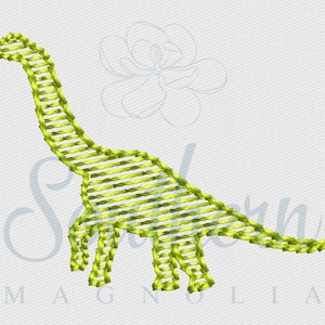 May include: A green embroidered dinosaur silhouette design.