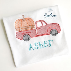 Pumpkin Truck Sketch Fill Embroidery Design