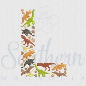 Diseño de bordado de dinosaurio L / alfabeto de dinosaurio, fuente de bordado de dinosaurio, bordado de letras de dinosaurio, fuente de dinosaurio, regalo de dinosaurio para niño