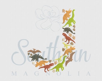 J dinosaurus borduurontwerp | dinosaurusalfabet, dinosaurusborduurlettertype, dinosaurusletterborduurwerk, dinosauruslettertype, dinosauruscadeau voor jongen