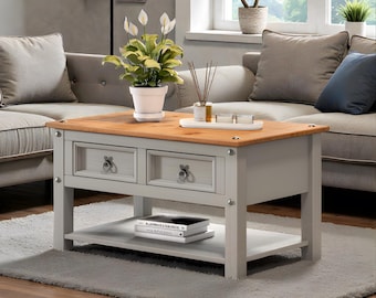 Coffee Table With Storage Grey 2 Drawers Storage Organisation