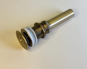 Pop Up Sink Drain Stopper Solid Brass, Vanity Basin Drain with Vintage Finish