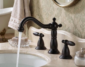 Matte Black Widespread Bathroom Faucet 3 Hole Double Handle Sink Tap