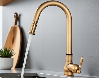 Rustic Brass Kitchen Faucet , Pull Out Spout Kitchen Sink Tap